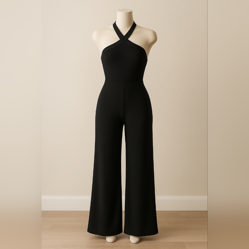 SAINTS + SECRET Elegant Black Halter Jumpsuit